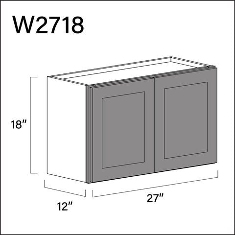 Earth Grey Shaker Double Door Wall Cabinet - 27" W x 18" H x 12" D