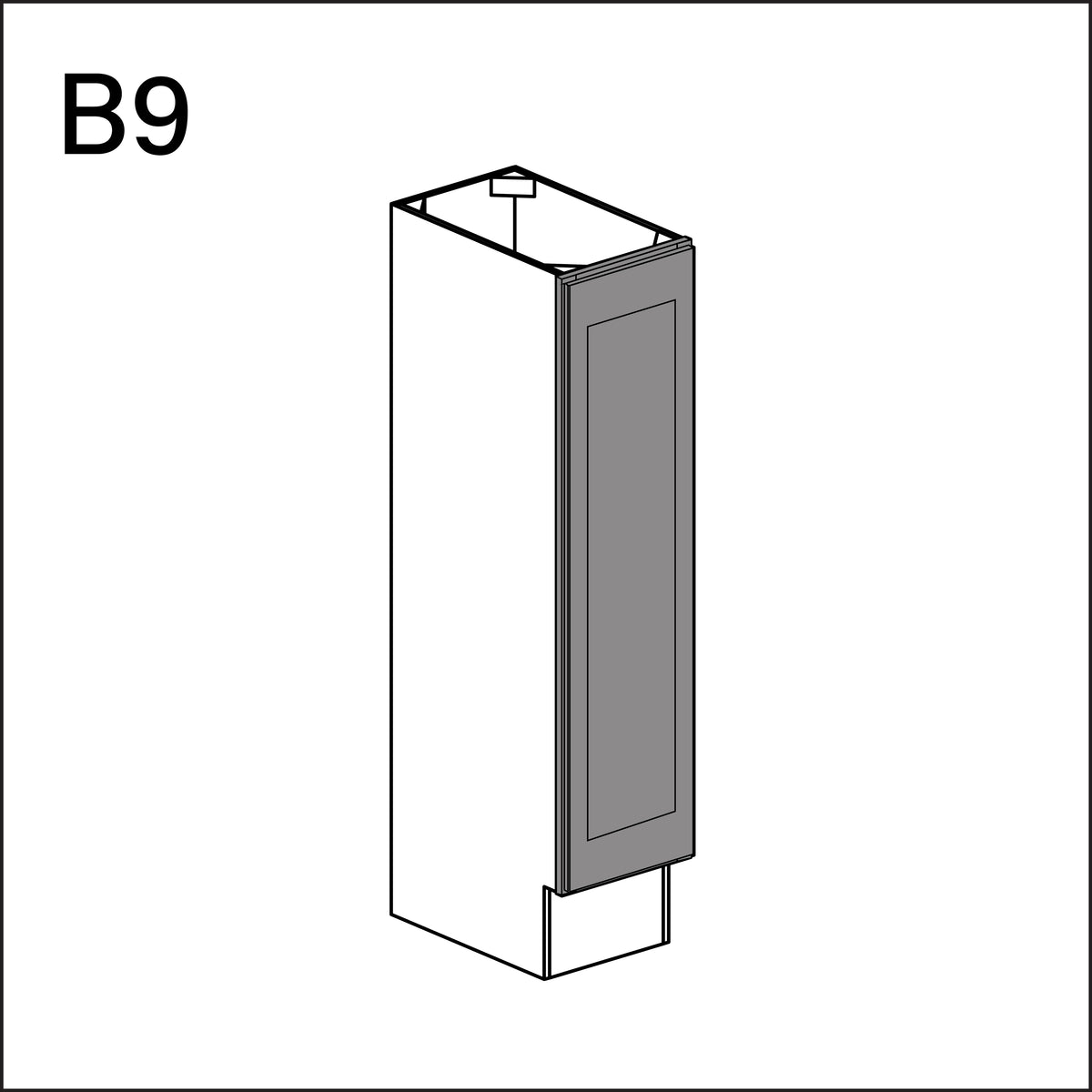 Earth Grey Shaker Single Door Kitchen Base Cabinet - 9" W x 34.5" H x 24" D