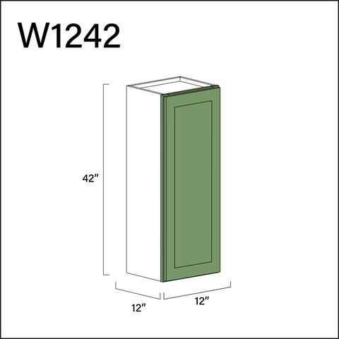 Emerald Green Shaker Single Door Wall Cabinet - 12" W x 42" H x 12" D