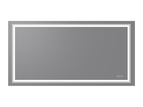 Arba 72" x 30" Frameless Rectangular Anti-Fog Adjustable LED Light Bathroom Vanity Mirror in Silver