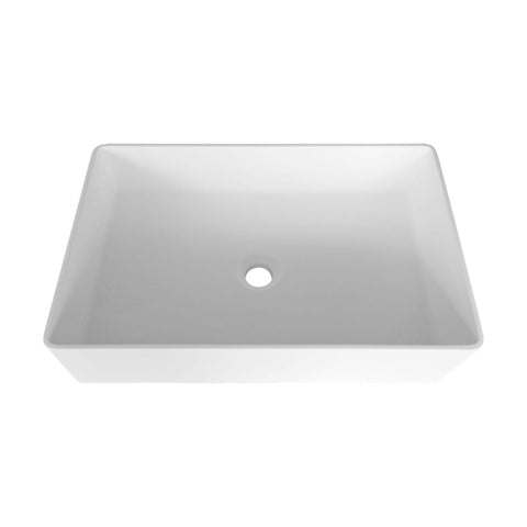 Arba 21" x 14" Rectangular Solid Surface Basin Vessel Sink in Matte White