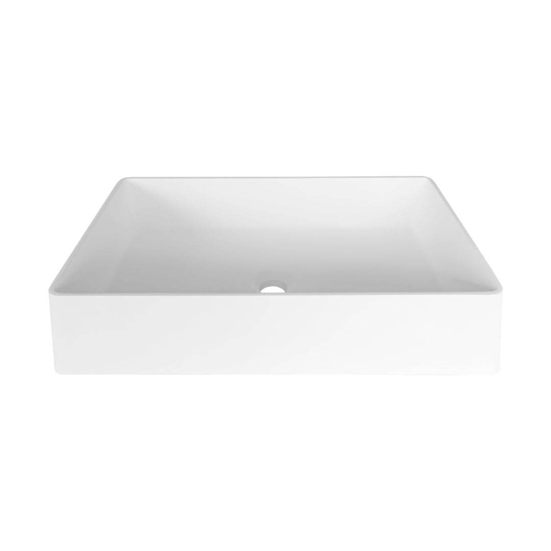 Arba 21" x 14" Rectangular Solid Surface Basin Vessel Sink in Matte White