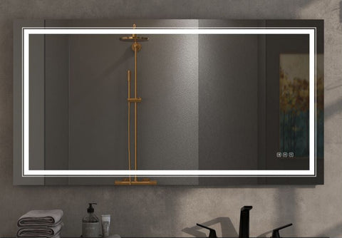 Arba 60" x 28" Frameless Rectangular Anti-Fog Adjustable LED Light Bathroom Vanity Mirror With Aluminum Alloy Back Frame