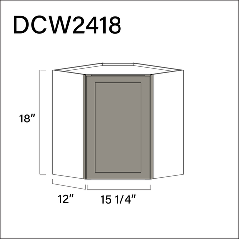 Dark Taupe Shaker Diagonal Wall Corner Cabinet - 24" W x 18" H x 12" D
