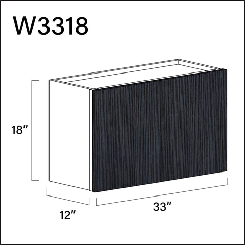 Darkwood Frameless Double Door Wall Cabinet - 33" W x 18" H x 12" D