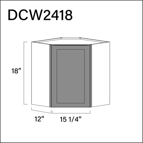 Earth Grey Shaker Diagonal Wall Corner Cabinet - 24" W x 18" H x 12" D