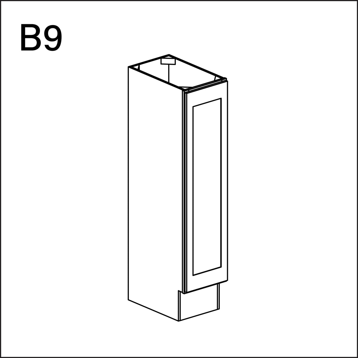 White Shaker Single Door Kitchen Base Cabinet - 9" W x 34.5" H x 24" D