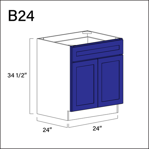 Royal Blue Shaker 1 Drawer 2 Door Kitchen Base Cabinet - 24" W x 34.5" H x 24" D