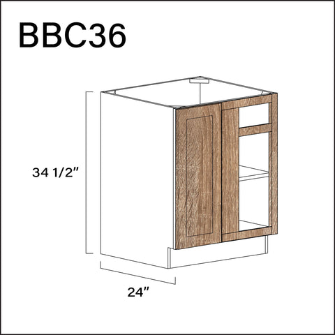 Textured Oak Shaker Base Blind Corner Cabinet - 27" W x 34.5" H x 24" D